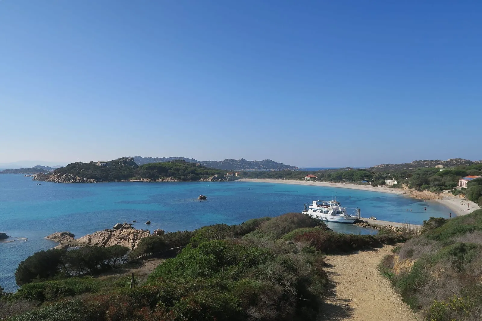 Cala Santa Maria, the long white beach on Santa Maria island that features on the Maggior Leggero motor-ship day